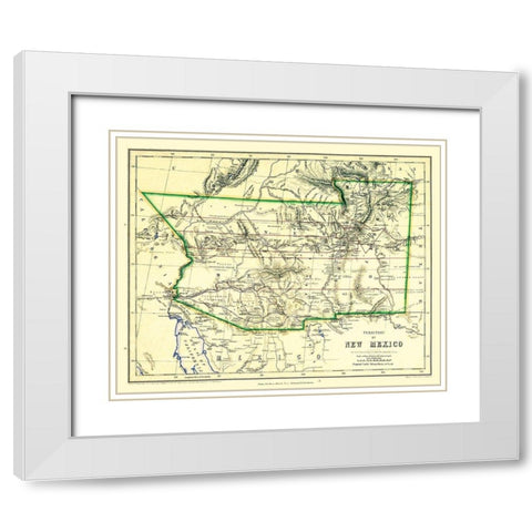 New Mexico Territory - Johnston 1857 White Modern Wood Framed Art Print with Double Matting by Johnston