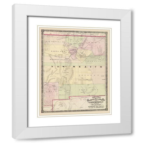 New Mexico Territory - Cram 1875 White Modern Wood Framed Art Print with Double Matting by Cram
