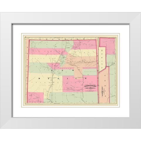 New Mexico - Asher 1874 White Modern Wood Framed Art Print with Double Matting by Asher