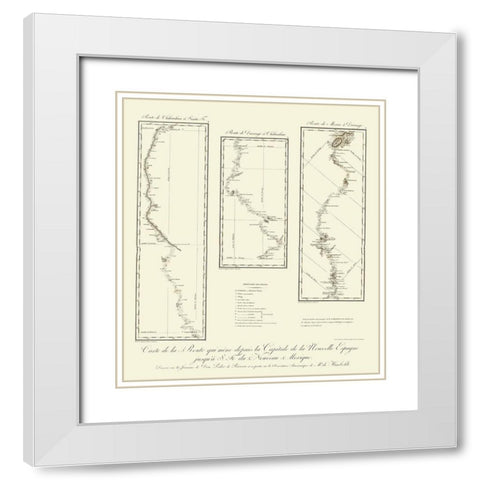 New Mexico Routes - von Humbolt 1807 White Modern Wood Framed Art Print with Double Matting by von Humbolt