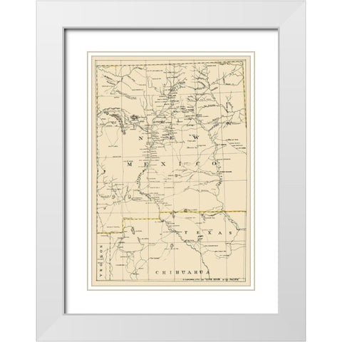 New Mexico - Holdredge 1866 White Modern Wood Framed Art Print with Double Matting by Holdredge