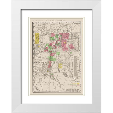 New Mexico - Rand McNally 1897 White Modern Wood Framed Art Print with Double Matting by Rand McNally