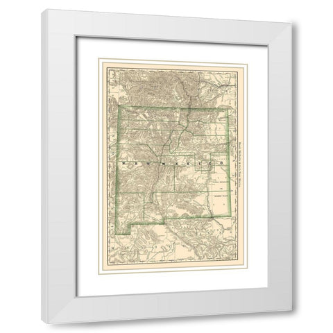 New Mexico - Rand McNally 1879 White Modern Wood Framed Art Print with Double Matting by Rand McNally