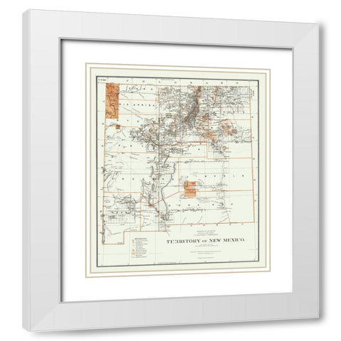 New Mexico - Roeser 1879 White Modern Wood Framed Art Print with Double Matting by Roeser