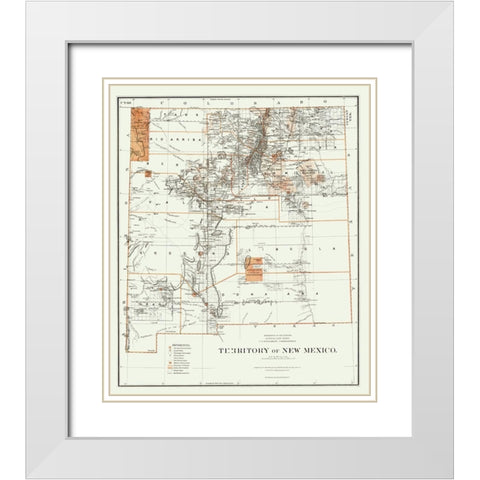 New Mexico - Roeser 1879 White Modern Wood Framed Art Print with Double Matting by Roeser