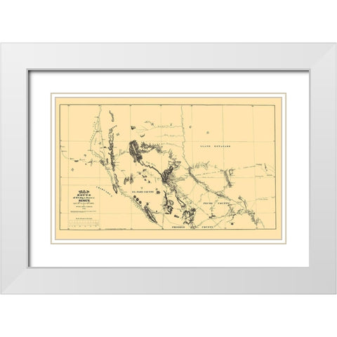 New Mexico Route - Moore 1869 White Modern Wood Framed Art Print with Double Matting by Moore