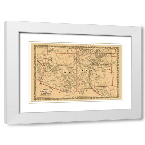 New Mexico, Arizona - Colton 1873 White Modern Wood Framed Art Print with Double Matting by Colton