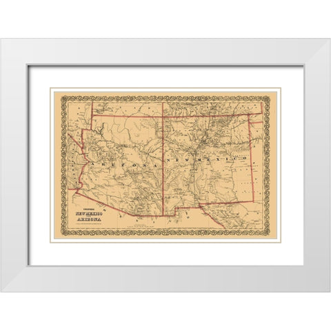 New Mexico, Arizona - Colton 1873 White Modern Wood Framed Art Print with Double Matting by Colton