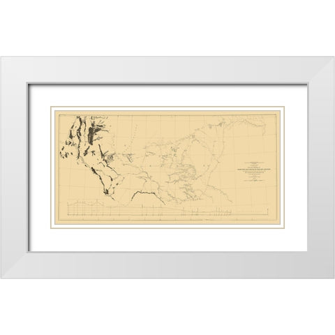 Red River, Rio Grande Railroad Route - Davis 1846 White Modern Wood Framed Art Print with Double Matting by Davis