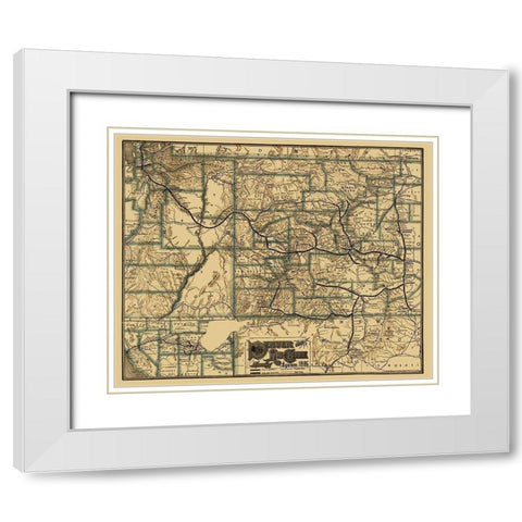 Denver and Rio Grande Railway 1886 White Modern Wood Framed Art Print with Double Matting by Rand McNally