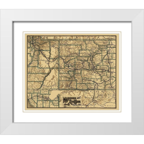 Denver and Rio Grande Railway 1886 White Modern Wood Framed Art Print with Double Matting by Rand McNally