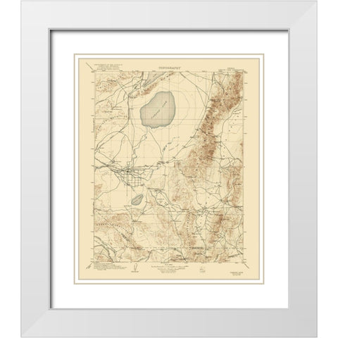 Carson Sink Nevada Quad - USGS 1910 White Modern Wood Framed Art Print with Double Matting by USGS