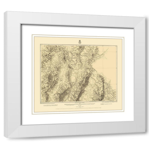 Central Nevada Geographical Sheet - US Army 1882 White Modern Wood Framed Art Print with Double Matting by US Army