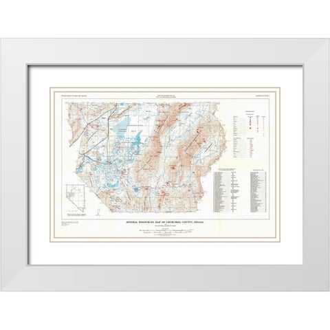 Churchill County Mineral Resources NV White Modern Wood Framed Art Print with Double Matting by Willden