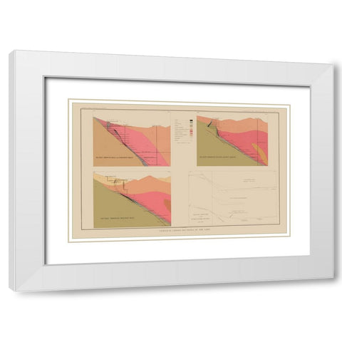 Comstock Lode Geology 3 Nevada - Becker 1882 White Modern Wood Framed Art Print with Double Matting by Becker