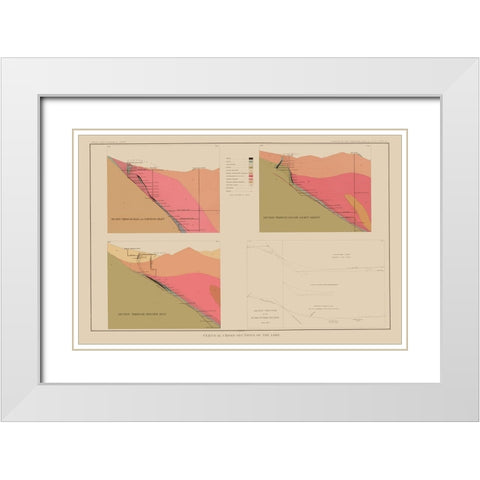 Comstock Lode Geology 3 Nevada - Becker 1882 White Modern Wood Framed Art Print with Double Matting by Becker
