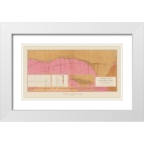 Comstock Lode Sutro Tunnel Geology Nevada White Modern Wood Framed Art Print with Double Matting by Becker