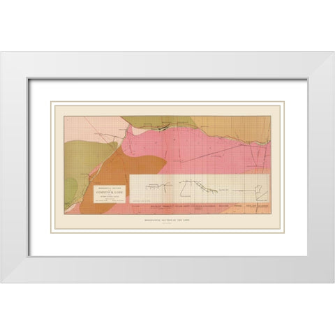Comstock Lode Sutro Tunnel South Geology NV White Modern Wood Framed Art Print with Double Matting by Becker