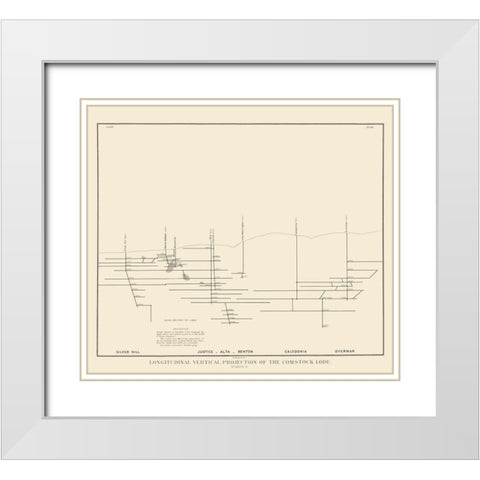 Comstock Lode Vertical Projection 3 Nevada White Modern Wood Framed Art Print with Double Matting by Becker