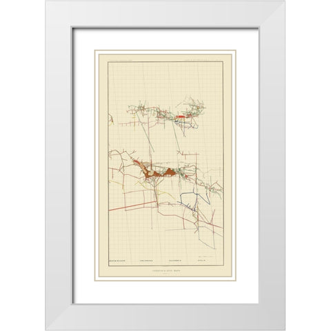 Comstock Mine Number Three Nevada - Becker 1882 White Modern Wood Framed Art Print with Double Matting by Becker