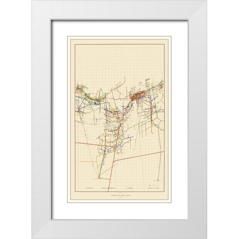 Comstock Mine Number Four Nevada - Becker 1882 White Modern Wood Framed Art Print with Double Matting by Becker