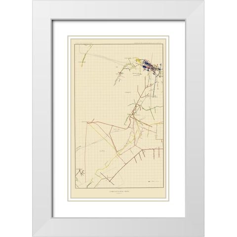 Comstock Mine Number Seven Nevada - Becker 1882 White Modern Wood Framed Art Print with Double Matting by Becker