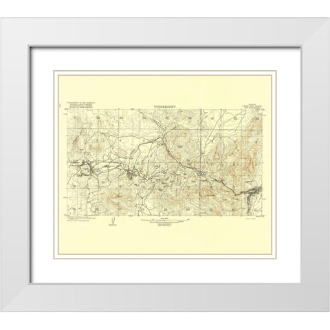 Ely Nevada Quad - USGS 1916 White Modern Wood Framed Art Print with Double Matting by USGS
