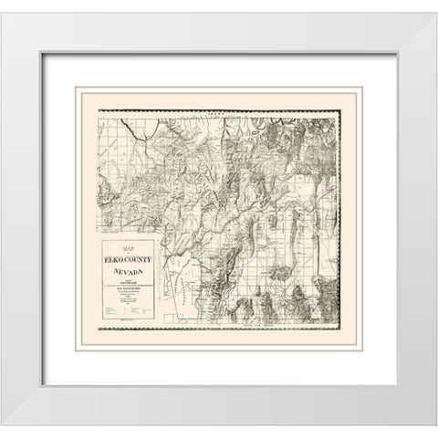 Elko County Nevada - McClellan 1894  White Modern Wood Framed Art Print with Double Matting by McClellan
