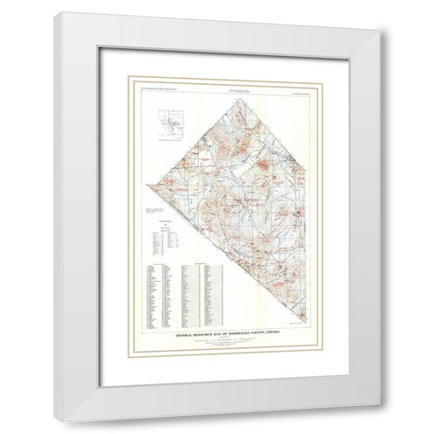 Esmeralda County Minerals Nevada Mines - USGS 1945 White Modern Wood Framed Art Print with Double Matting by USGS