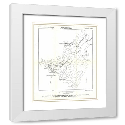 Fairview District Mines Prospect Veins NV White Modern Wood Framed Art Print with Double Matting by USGS