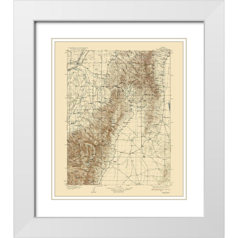 Halleck Nevada Quad - USGS 1935 White Modern Wood Framed Art Print with Double Matting by USGS
