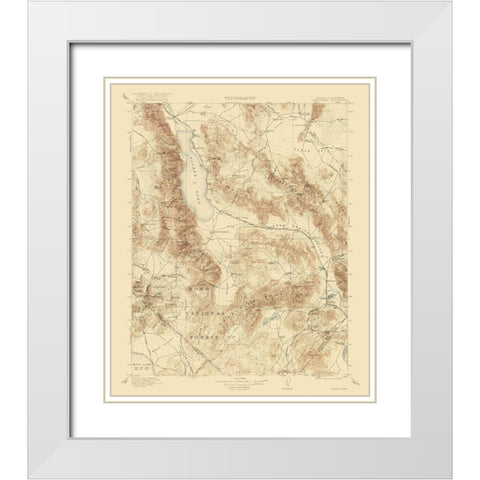 Hawthorne California Nevada Quad - USGS 1911 White Modern Wood Framed Art Print with Double Matting by USGS