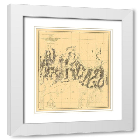 Humboldt Range Mud Lakes Nevada - Davis 1855 White Modern Wood Framed Art Print with Double Matting by Davis