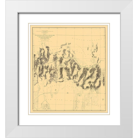 Humboldt Range Mud Lakes Nevada - Davis 1855 White Modern Wood Framed Art Print with Double Matting by Davis