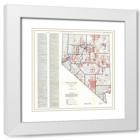 Geologic Index Nevada Mines - Lutsey 1955 White Modern Wood Framed Art Print with Double Matting by Lutsey