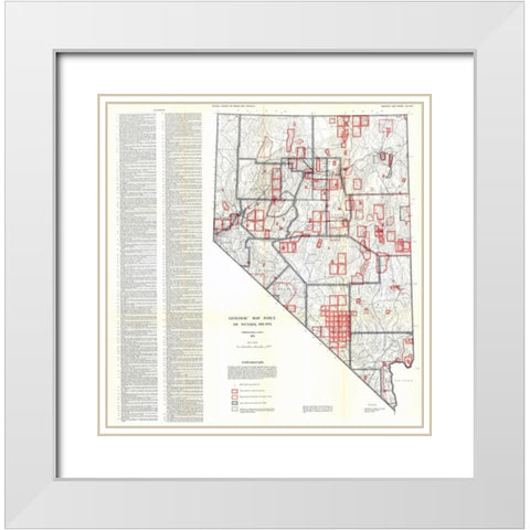 Geologic Index Nevada Mines - Lutsey 1955 White Modern Wood Framed Art Print with Double Matting by Lutsey