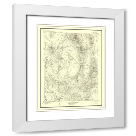 Kawich Nevada Quad - USGS 1908 White Modern Wood Framed Art Print with Double Matting by USGS