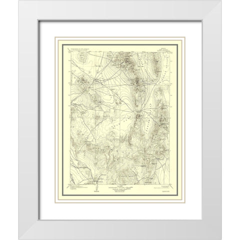 Kawich Nevada Quad - USGS 1908 White Modern Wood Framed Art Print with Double Matting by USGS