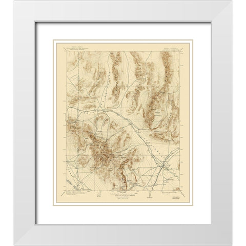Las Vegas Nevada Quad - USGS 1908 White Modern Wood Framed Art Print with Double Matting by USGS