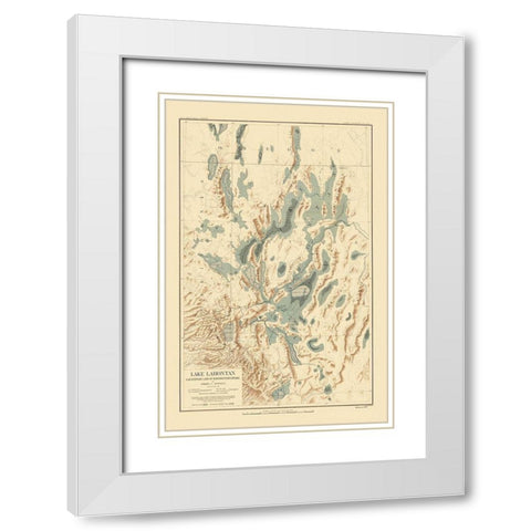 Lake Lahontan Nevada California - Bien 1892 White Modern Wood Framed Art Print with Double Matting by Bien