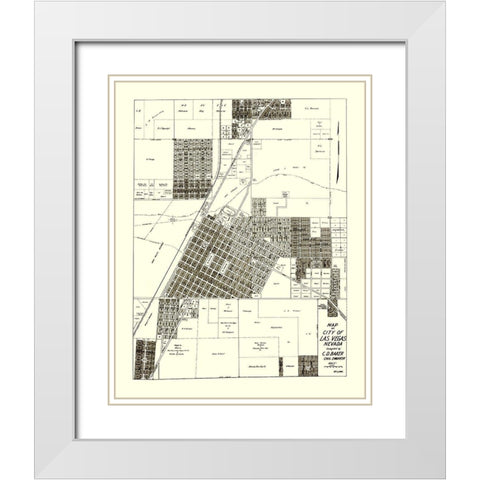 Las Vegas Nevada Landowner - Baker 1940 White Modern Wood Framed Art Print with Double Matting by Baker
