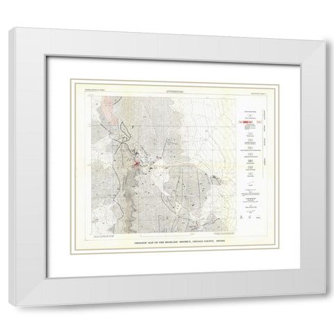 Highland District Lincoln County NV Mines Quad White Modern Wood Framed Art Print with Double Matting by USGS