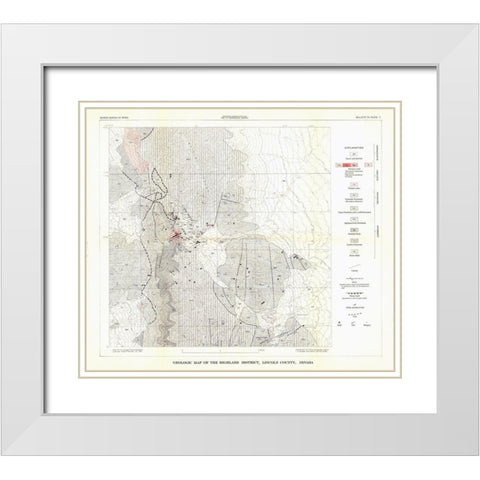Highland District Lincoln County NV Mines Quad White Modern Wood Framed Art Print with Double Matting by USGS