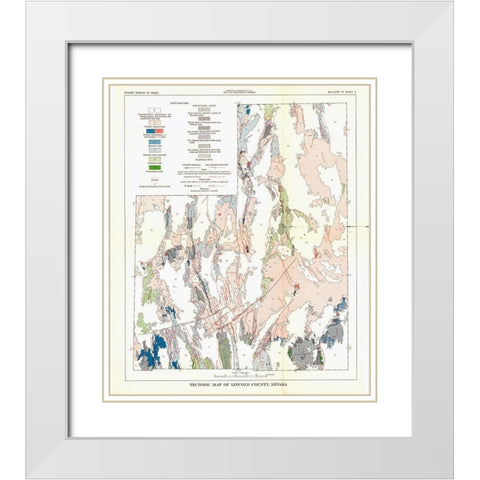 Lincoln County Tectonic Nevada Mines - USGS 1998 White Modern Wood Framed Art Print with Double Matting by USGS