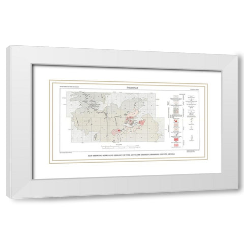 Antelope District Pershing County NV Mines White Modern Wood Framed Art Print with Double Matting by USGS