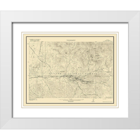 Manhattan Vicinity Nevada - USGS 1916 White Modern Wood Framed Art Print with Double Matting by USGS