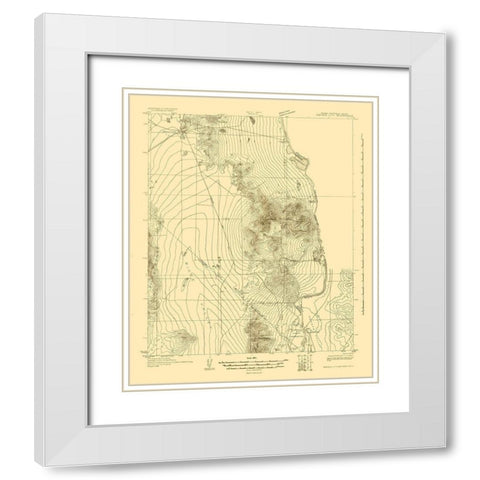 Mohave City Nevada California Arizona Quad White Modern Wood Framed Art Print with Double Matting by USGS