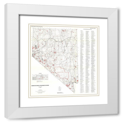 Radioactive Minerals Nevada Mines - Garside 1973 White Modern Wood Framed Art Print with Double Matting by Garside
