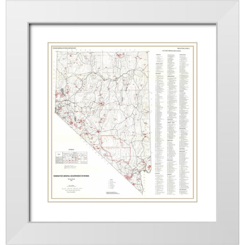 Radioactive Minerals Nevada Mines - Garside 1973 White Modern Wood Framed Art Print with Double Matting by Garside