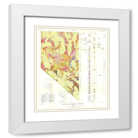 Southern Nye County Nevada Mines - Cornwall 1954 White Modern Wood Framed Art Print with Double Matting by Cornwall